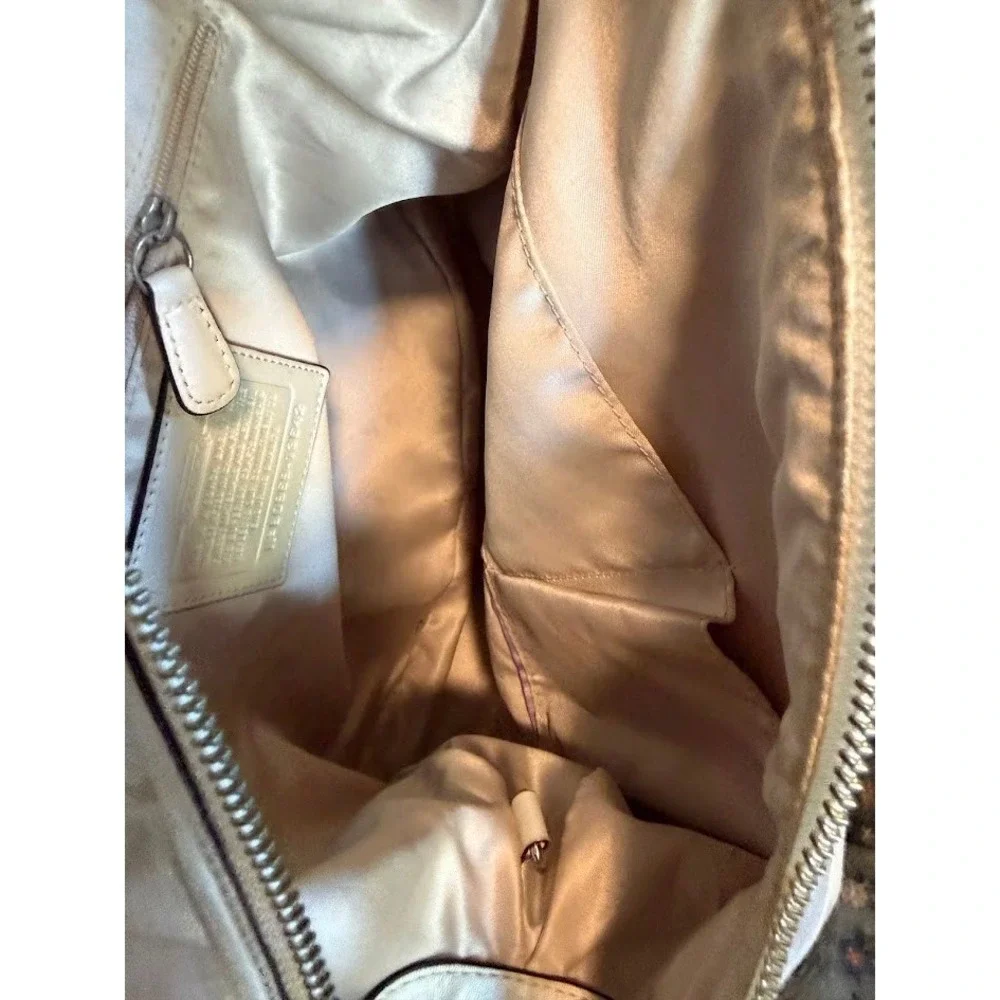 Coach Zoe Hobo Bag Champagne Gold Signature Sateen Leather Large 13642
